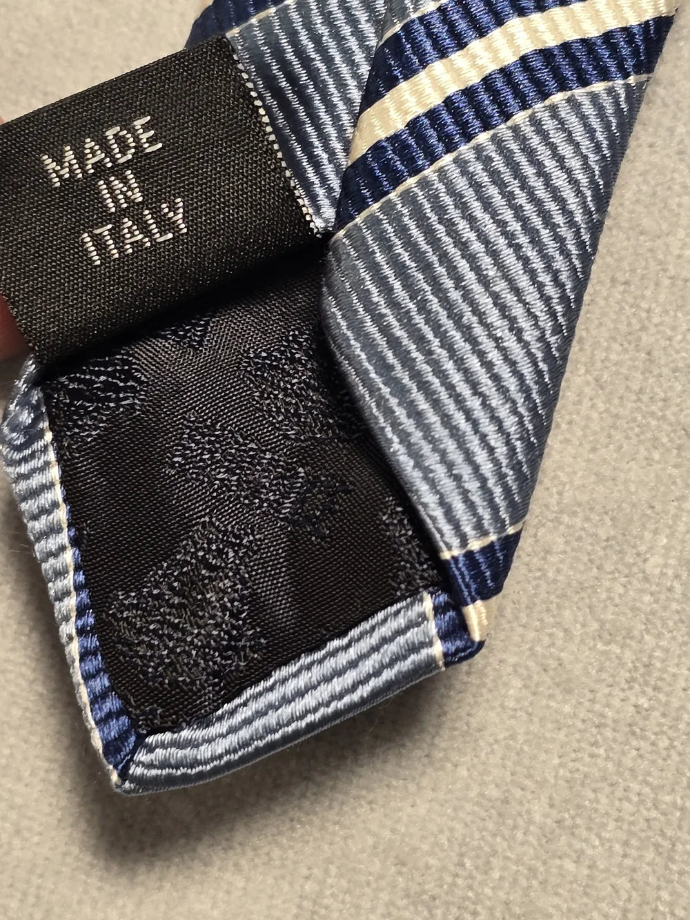 Vintage Gianni Versace Silk Tie Blue Diagonal Regimental Stripe Made In Italy